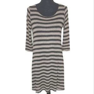 Vintage Final Touch Women's Light Sweater Knit Striped Fall Midi Dress U.S.A.